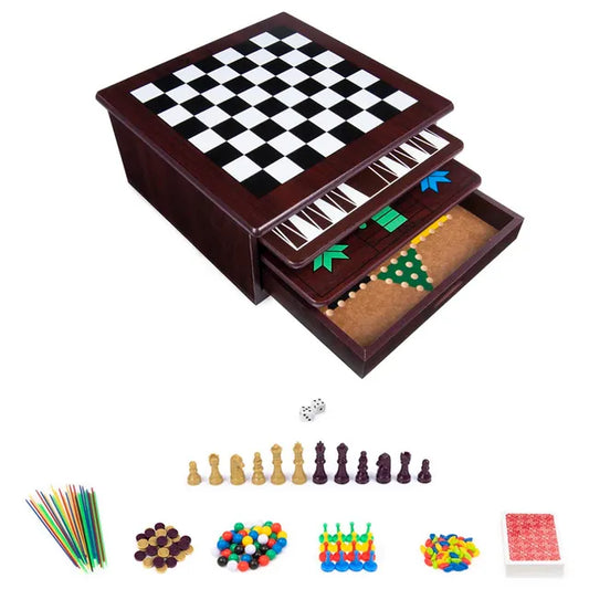 Spin Master Games - 12-in-1 Wooden Game Center