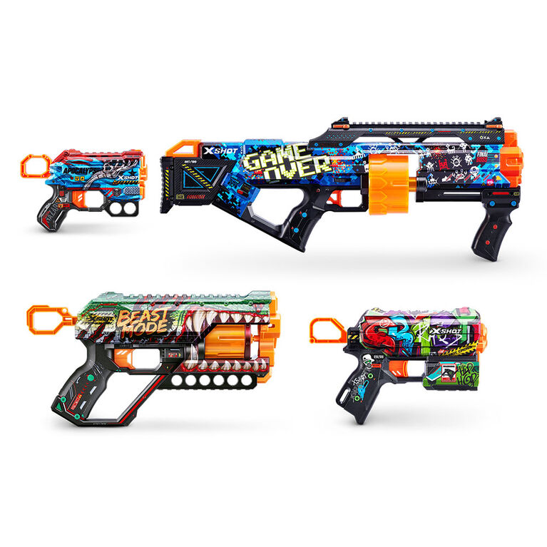 ZURU - X-Shot | Skins 4 Blaster Combo Pack (Last Stand, Griefer, Flux, and Menace)