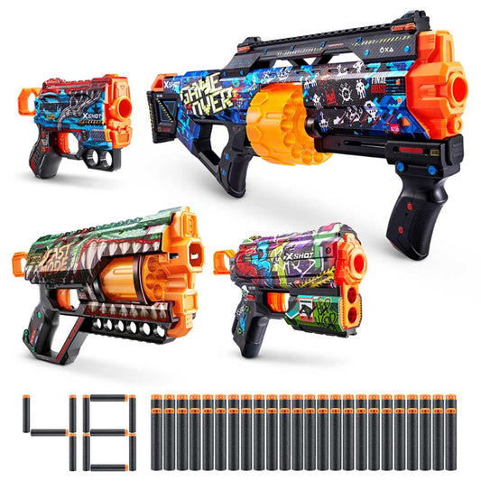 ZURU - X-Shot | Skins 4 Blaster Combo Pack (Last Stand, Griefer, Flux, and Menace)