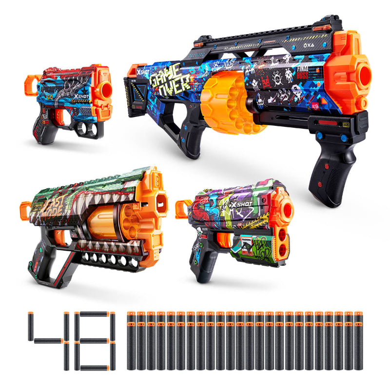 ZURU - X-Shot | 4 Mix Combo (Last Stand, Griefer, Flux And Menace)