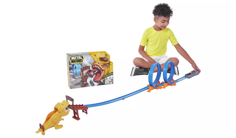 ZURU - Metal Machines | Double Track Looping T-Rex Attack Building Track Set