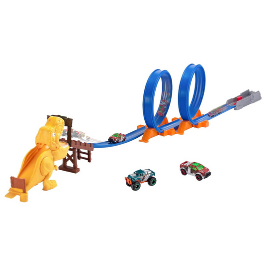 ZURU - Metal Machines | Double Track Looping T-Rex Attack Building Track Set