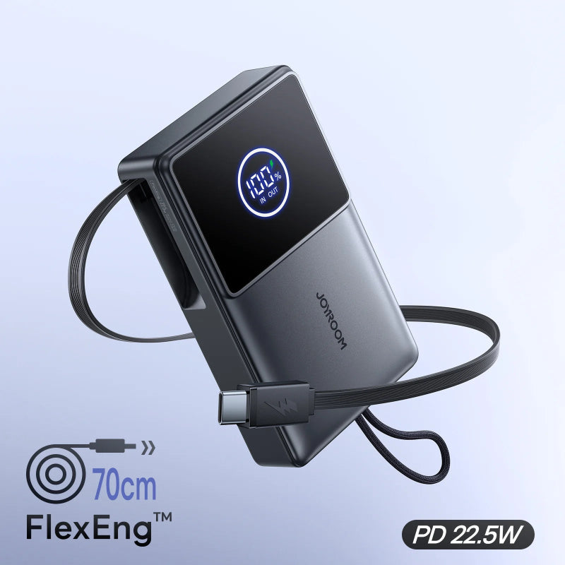 JOYROOM JR-PR1 With 70cm Stretch Cable Power Bank 10000mAh Black