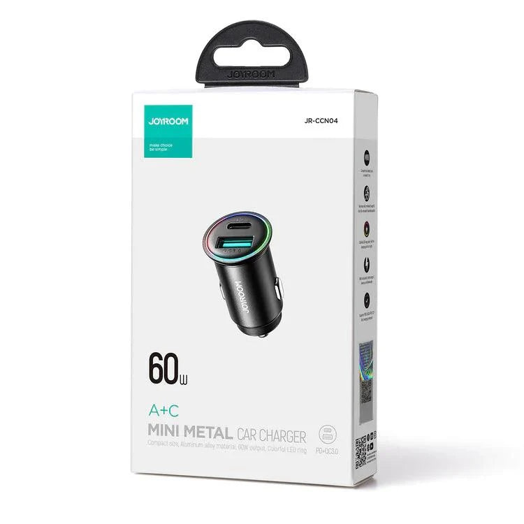 JOYROOM JR-CCN04 A + C 60W A + C Mini Metal Car Charger