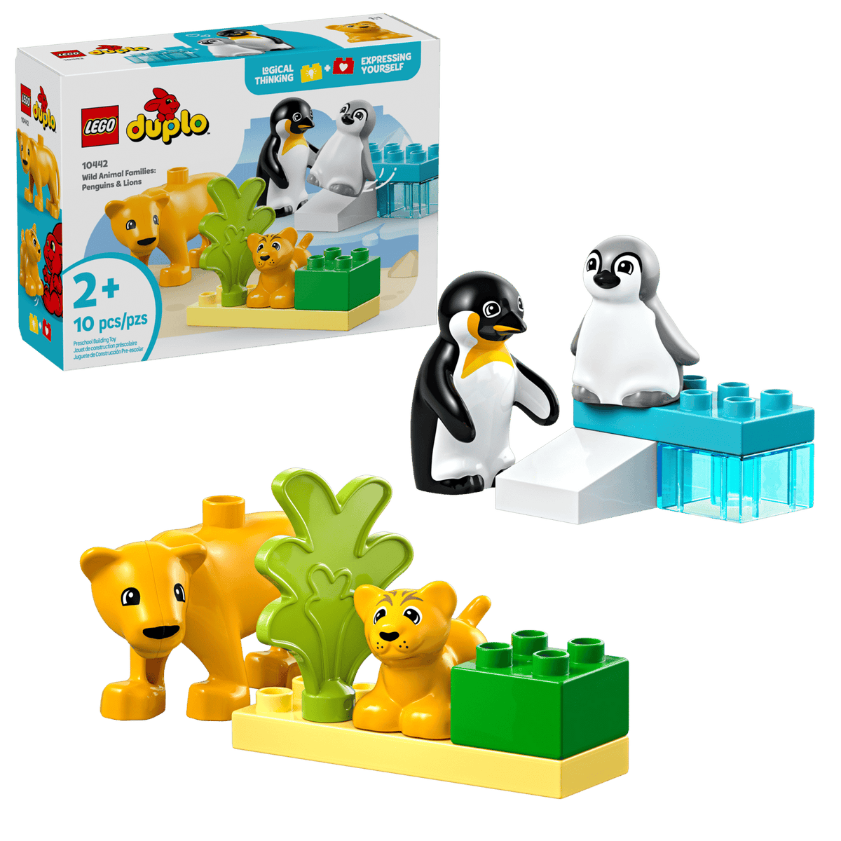 Wild Animal Families: Penguins & Lions- 10 Pcs