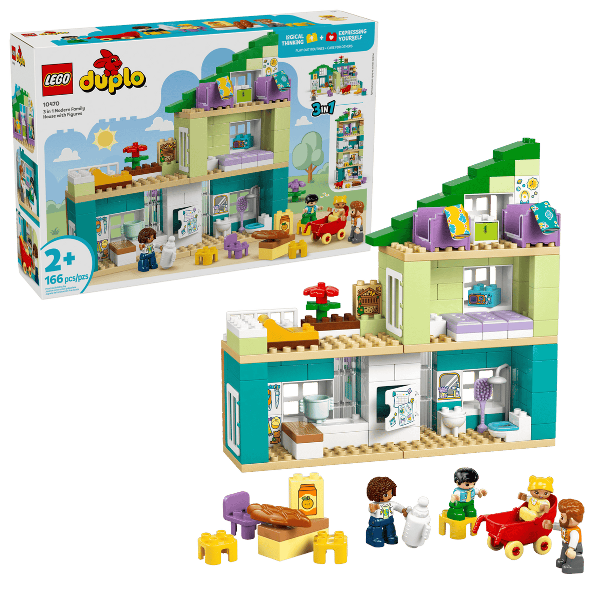 3 in 1 Modern Family House with Figures- 166 Pcs