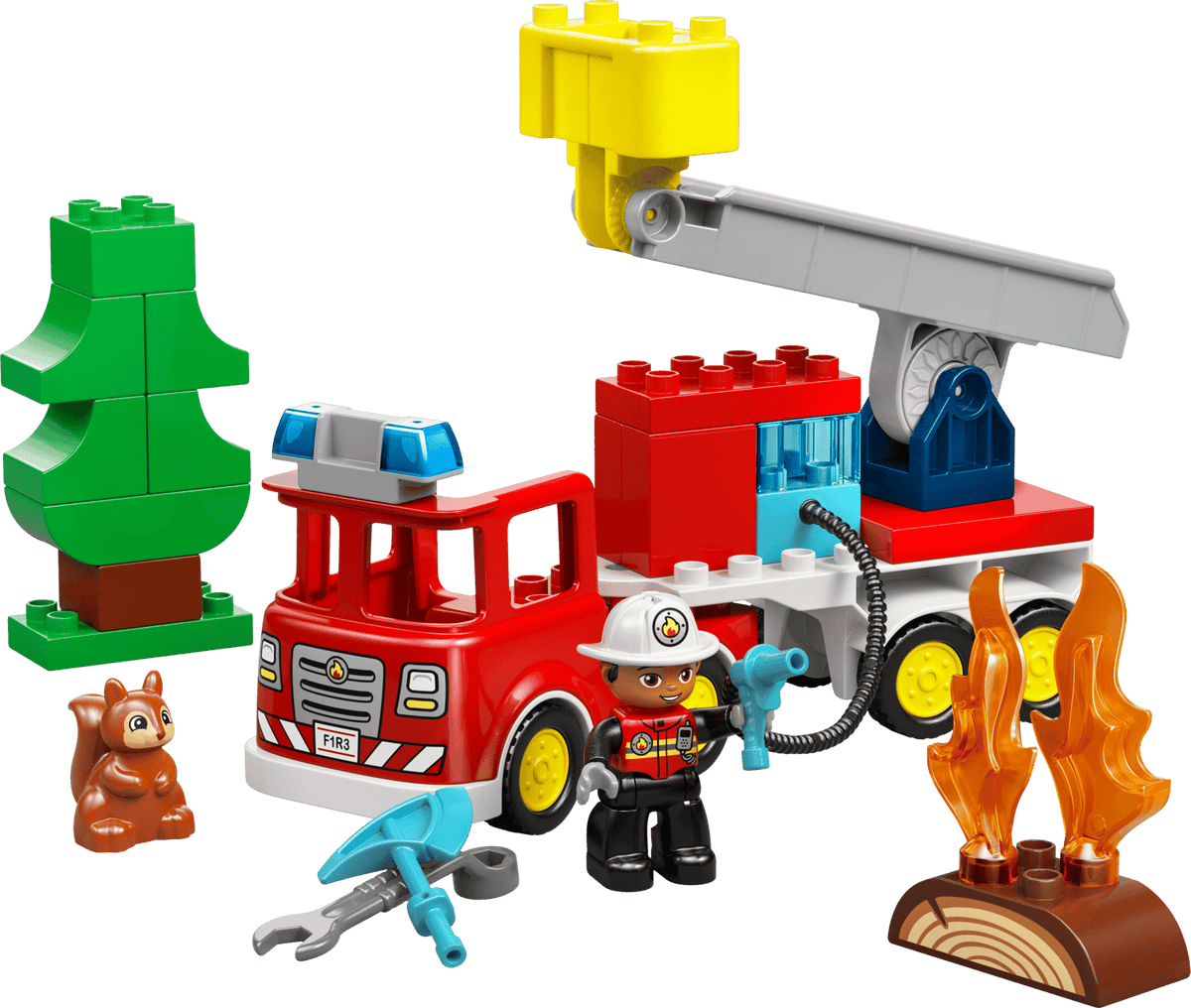 Fire Truck with Hose and Firefighter- 28 Pcs