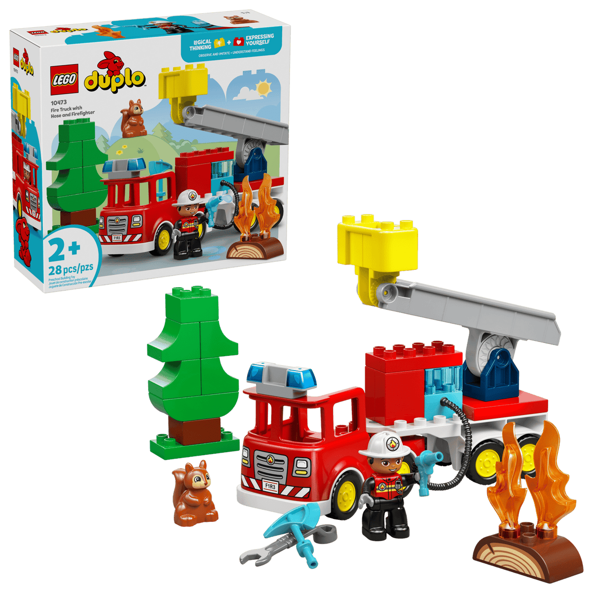 Fire Truck with Hose and Firefighter- 28 Pcs