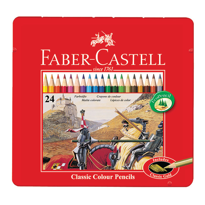 Faber Castell Classic 24-Color Pencils in Metal Tin Box