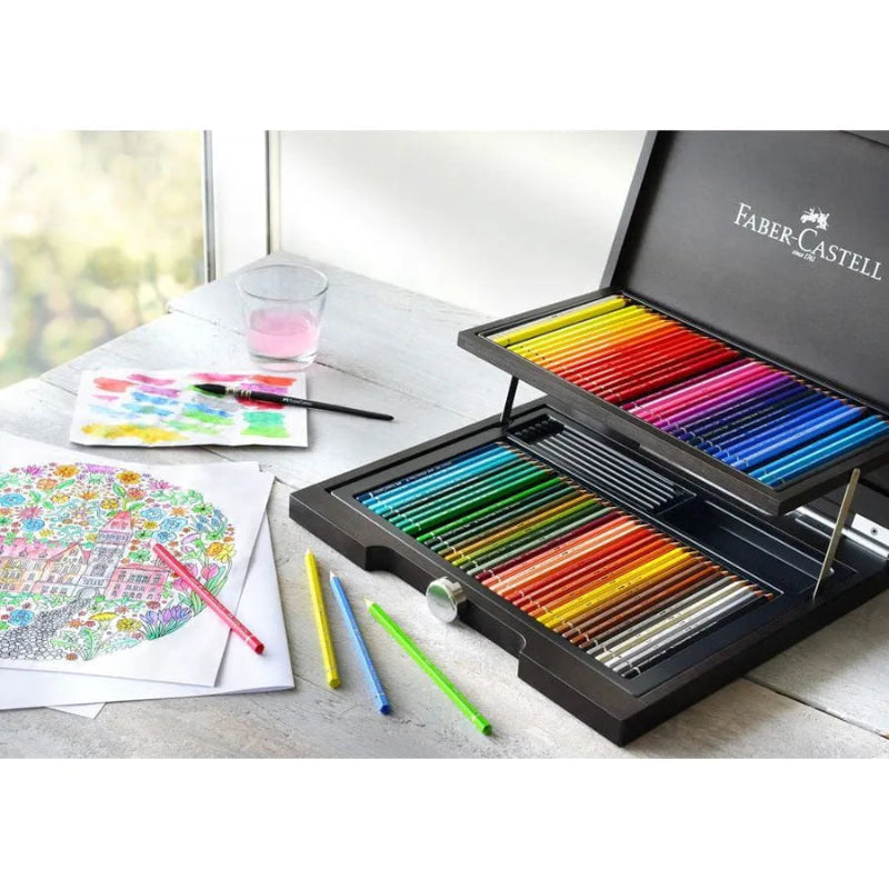 Faber-Castell Premium Colored Pencils Set with Wooden Storage Case