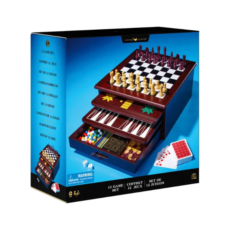 Spin Master Games - 12-in-1 Wooden Game Center