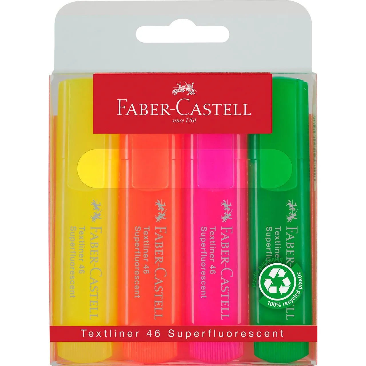 Faber-Castell - Text liner 1546 Fluorescent - Wallet of 4