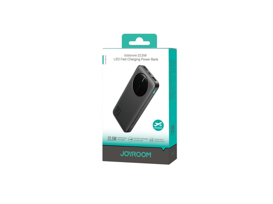 JOYROOM LED Fast Charging Power Bank 10000mAh - Black 22. 5W Fast Charging Type-C Support Input & Output