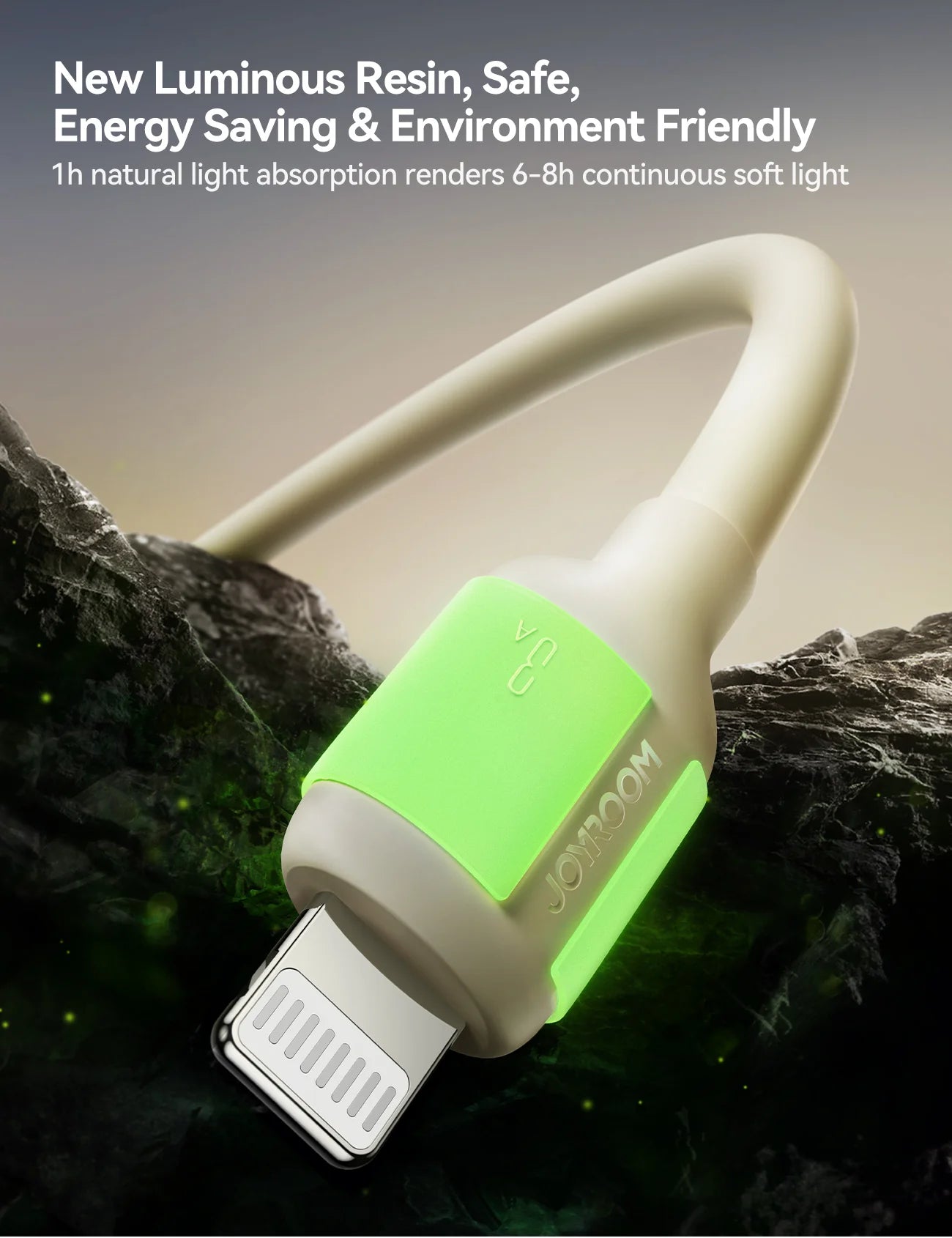 JOYROOM S-A53 30W Self Luminous Liquid Silicone Fast Charging Cable (Type-C to Lightning) 1. 2m - Beige