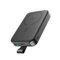 JOYROOM JR-PBM08 20W Ultra-Slim Metal Magnetic Wireless Power Bank 10000mah-space Grey with Type-C to Type-C 60W 0. 25m Cable - Black