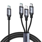 Sa21-1t3 30W 3-in-1 Cable (Type-C to L + C + M) 1. 2m - Black