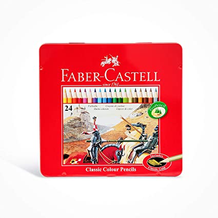 Faber Castell Classic 24-Color Pencils in Metal Tin Box