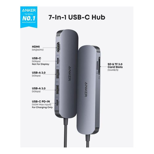 Anker USB C Hub, (7-in-1 Multi-Port USB Adapter) for Laptops