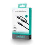 Sa37-1t2 Multi-function Series 60W 2-in-1 Fast Charging Data Cable (Type-C to Lightning + Type-C) 1. 2m - Black