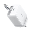 JOYROOM JR-TCL06 67W GaN Charger with Retractable Cable (Foldable Plug) - White (EU)