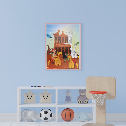 Petra Kids Coloring Puzzle 46 Pieces (60 x 40 cm) with Glue & Colors