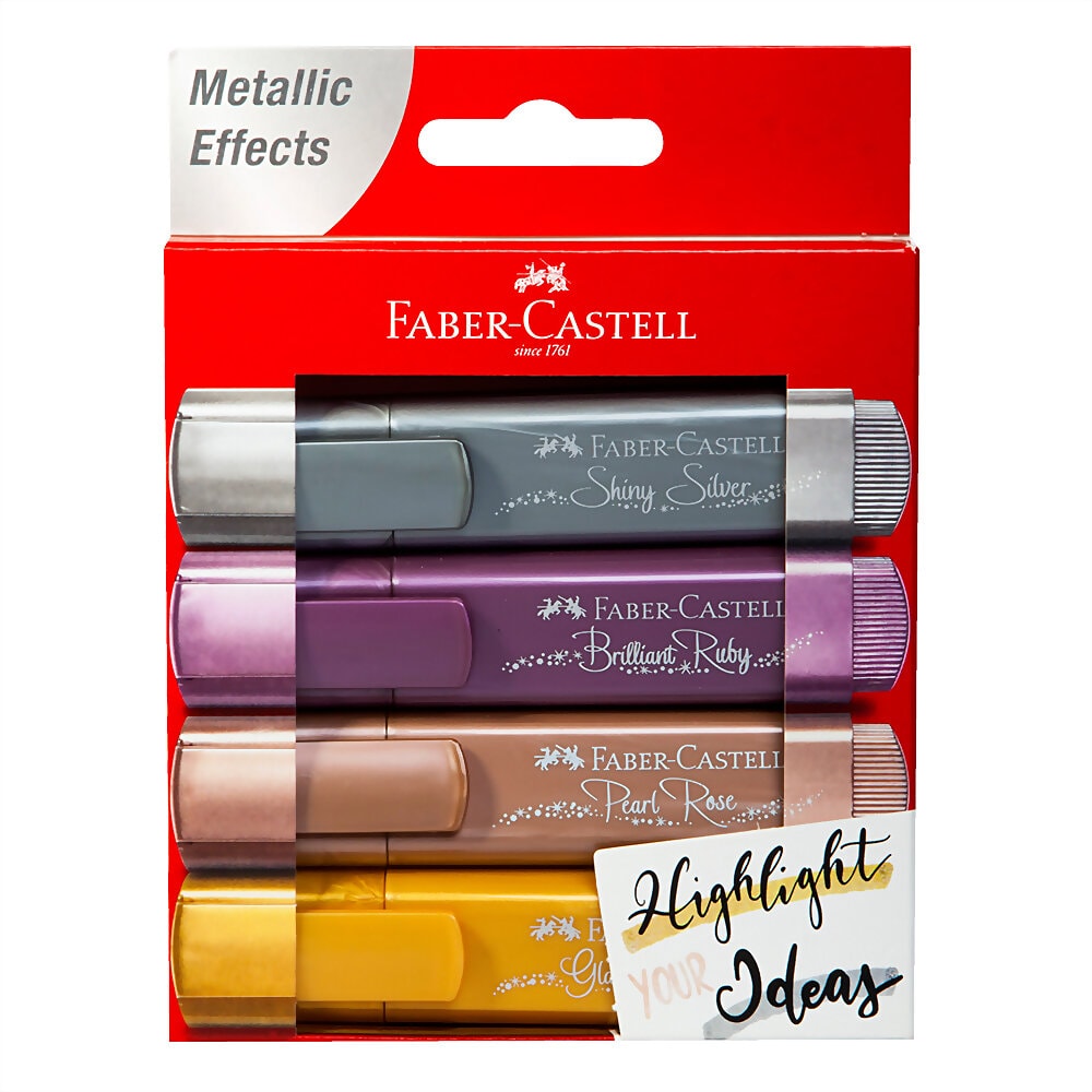 Faber-Castell TEXTLINER 46 Metallic Highlighter Marker Pen - Wallet of 4 Colours