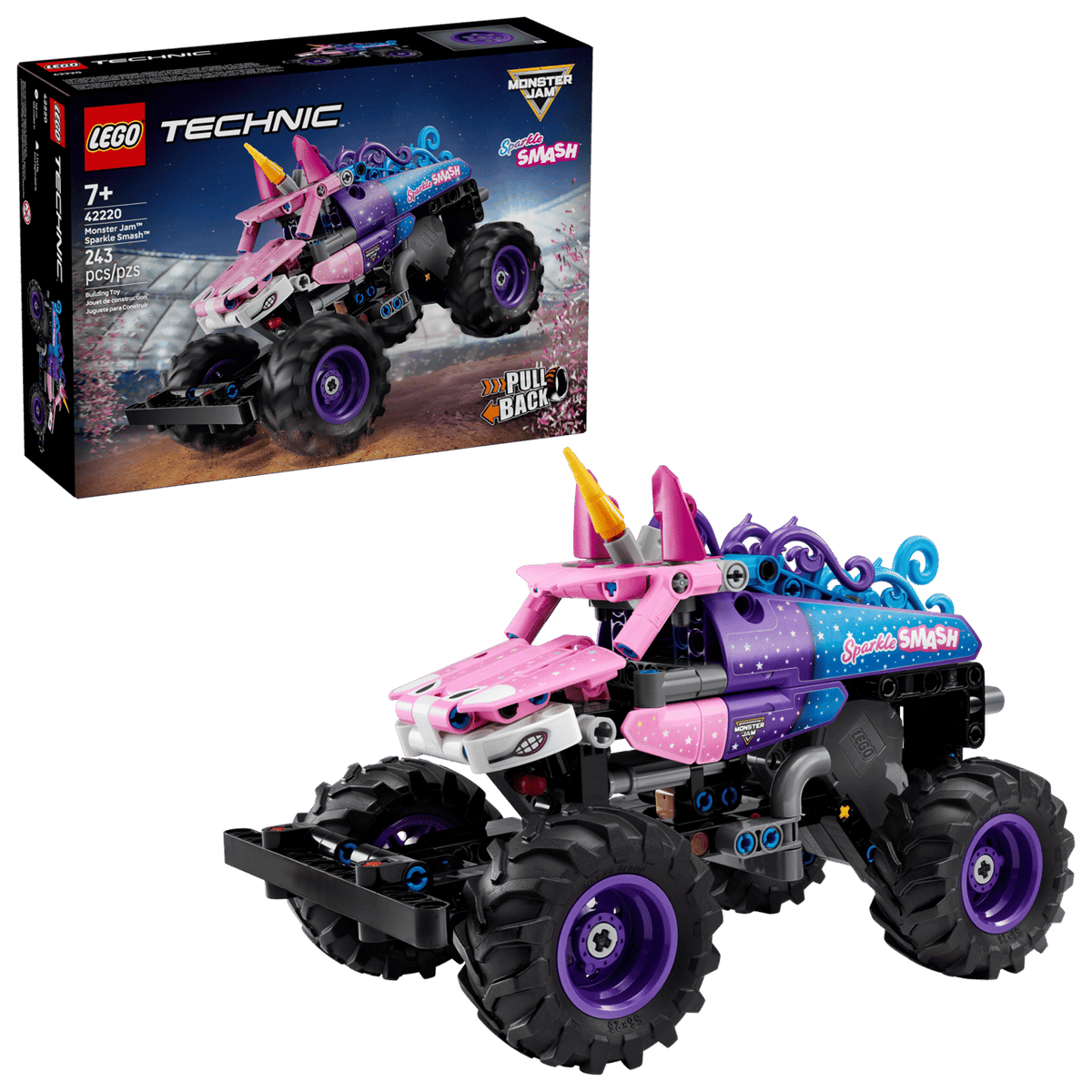 Monster Jam Sparkle Smash Pull-Back- 243 Pcs