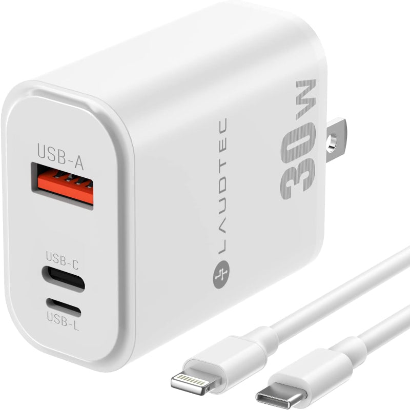 PD 30W Fast Charger (Type-C + Lightning + USB 3 Out Port)