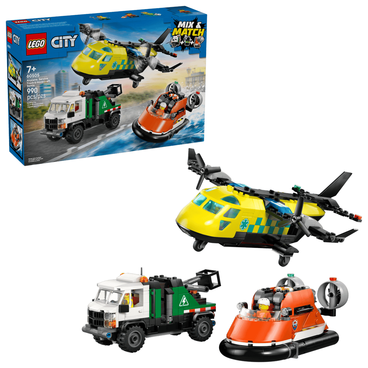 Airplane, Service Truck & Hovercraft Remix- 990 Pcs