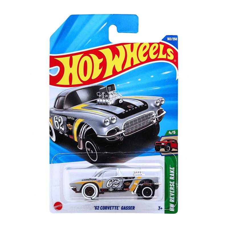 Hot Wheels 2025 62 Corvette Gasser HW Reverse Rake Ages 3 and Up 182/250 (Grey)