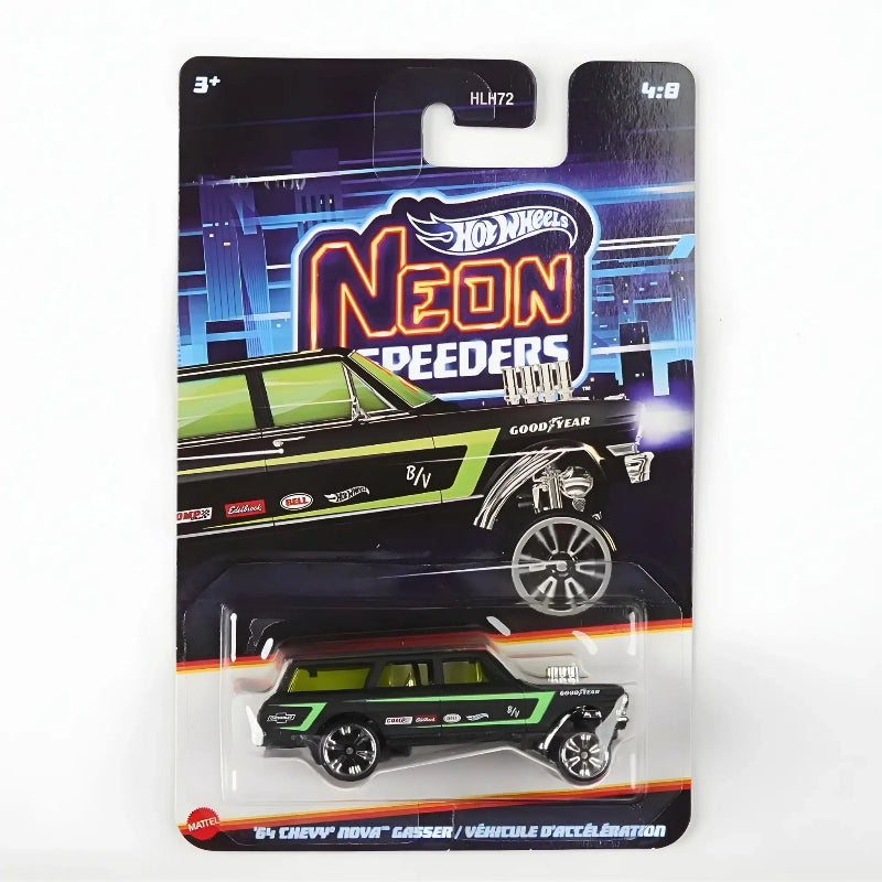 Hot Wheels - 1:64 Neon Speeders Cars- 64 Chevy Nova Gasser