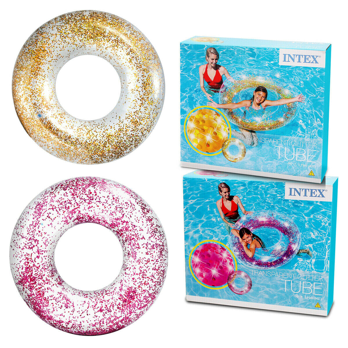 Intex Transparent Pink Glitter Tube.