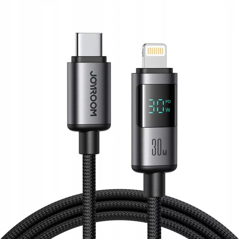 JOYROOM S-A16 Pro Prism Series 30W Type-C to Lightning Digital Display Fast Charging Data Cable 1. 2m - Black