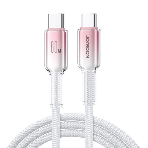 JOYROOM S-A42 Crystal-clear Series 60W Fast Charging Data Cable (Type-C to Type-C) 1. 2m - White