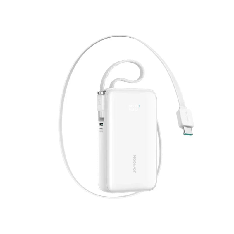 JOYROOM JR-PC1 22. 5W Mini Power Bank with Built-in Dual Cables 10000mAh White
