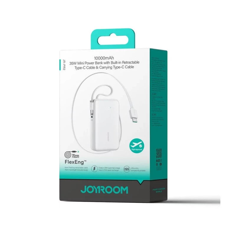 JOYROOM JR-PC1 22. 5W Mini Power Bank with Built-in Dual Cables 10000mAh White