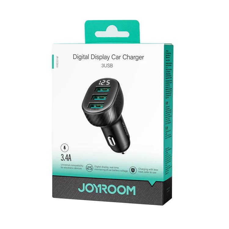 JOYROOM JR-CCD04 30W 2pd + 1qc Digital Display Car Charger - Black