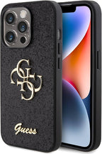 GUESS PU CASE FIXED GLITTER WITH BIG 4G METAL LOGO