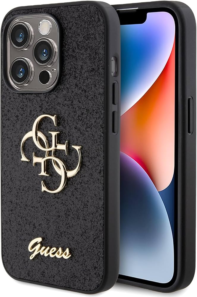 GUESS PU CASE FIXED GLITTER WITH BIG 4G METAL LOGO