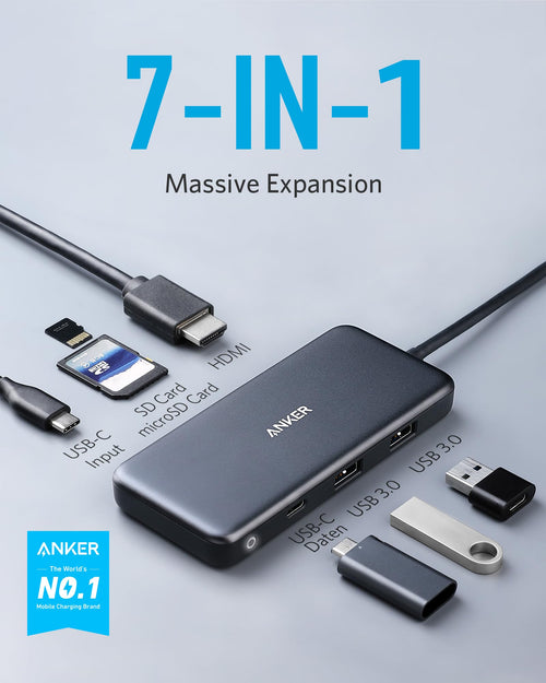 Anker USB C Hub, (7-in-1 Multi-Port USB Adapter) for Laptops