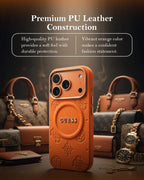 GUESS MAGSAFE PU LEATHER CASE WITH PEONY HOT STAMP CLASSIC LOGO AND GOLD METAL CAMERA FRAME