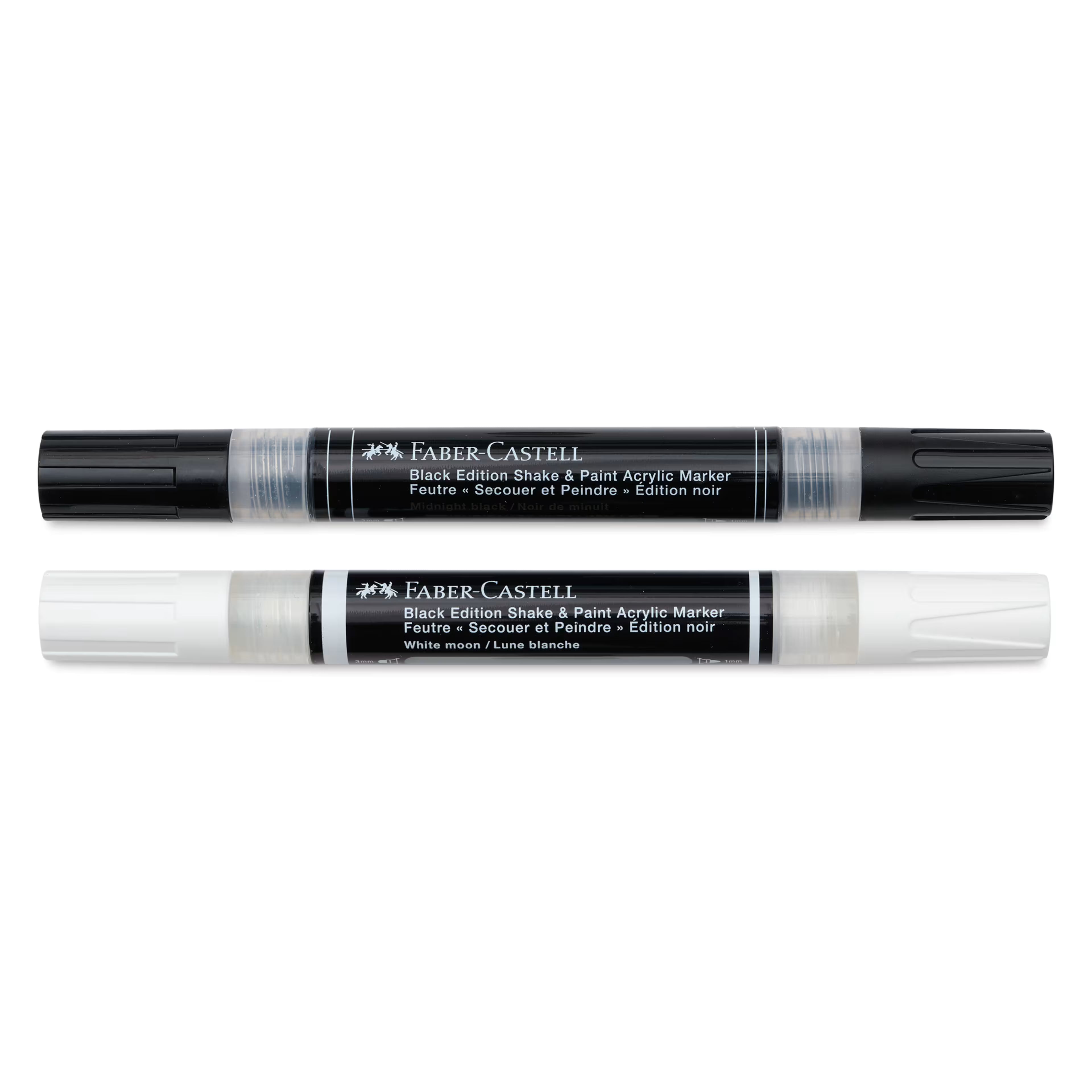 Faber-Castell Black Edition Shake and Paint Twin Acrylic Marker - Black and White, Set of 2