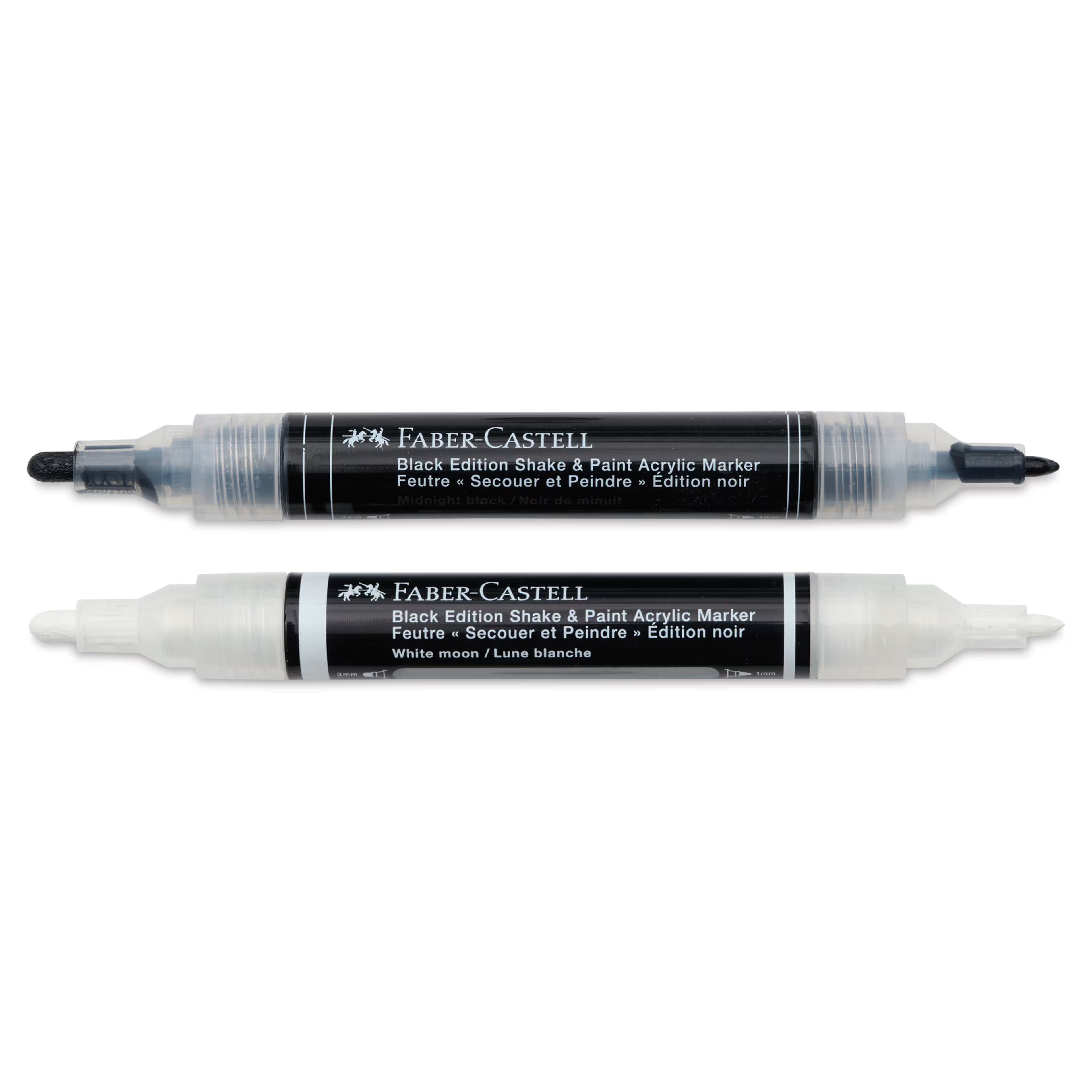 Faber-Castell Black Edition Shake and Paint Twin Acrylic Marker - Black and White, Set of 2
