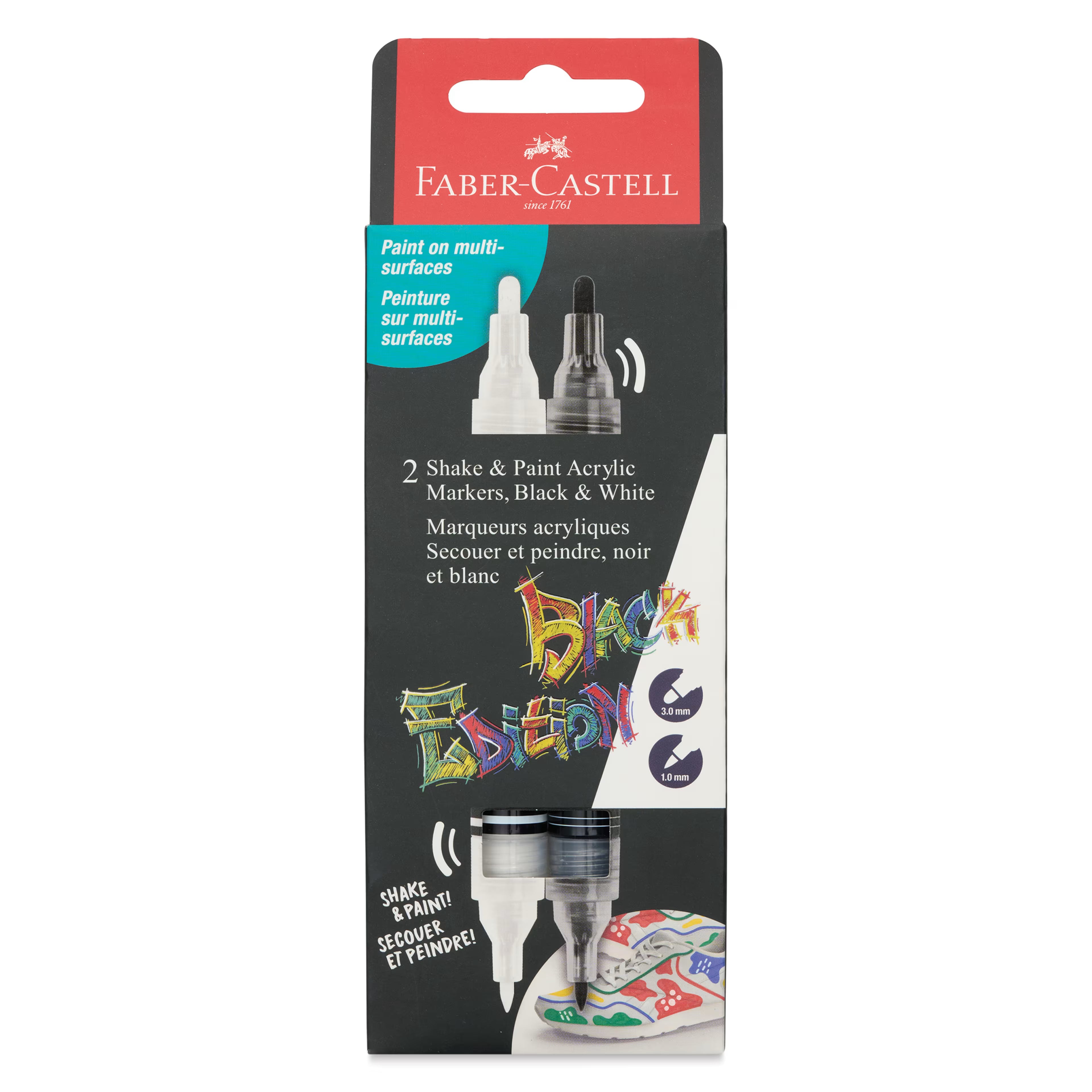 Faber-Castell Black Edition Shake and Paint Twin Acrylic Marker - Black and White, Set of 2