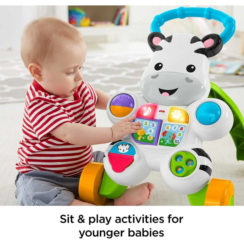 Mattel Learn with Me Zebra Walker – 2-in-1 Baby Walker & Interactive Learning Toy