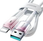 JOYROOM S-A42 Crystal-clear Series 3A Fast Charging Data Cable (USB-A to Lightning) 1. 2m - White