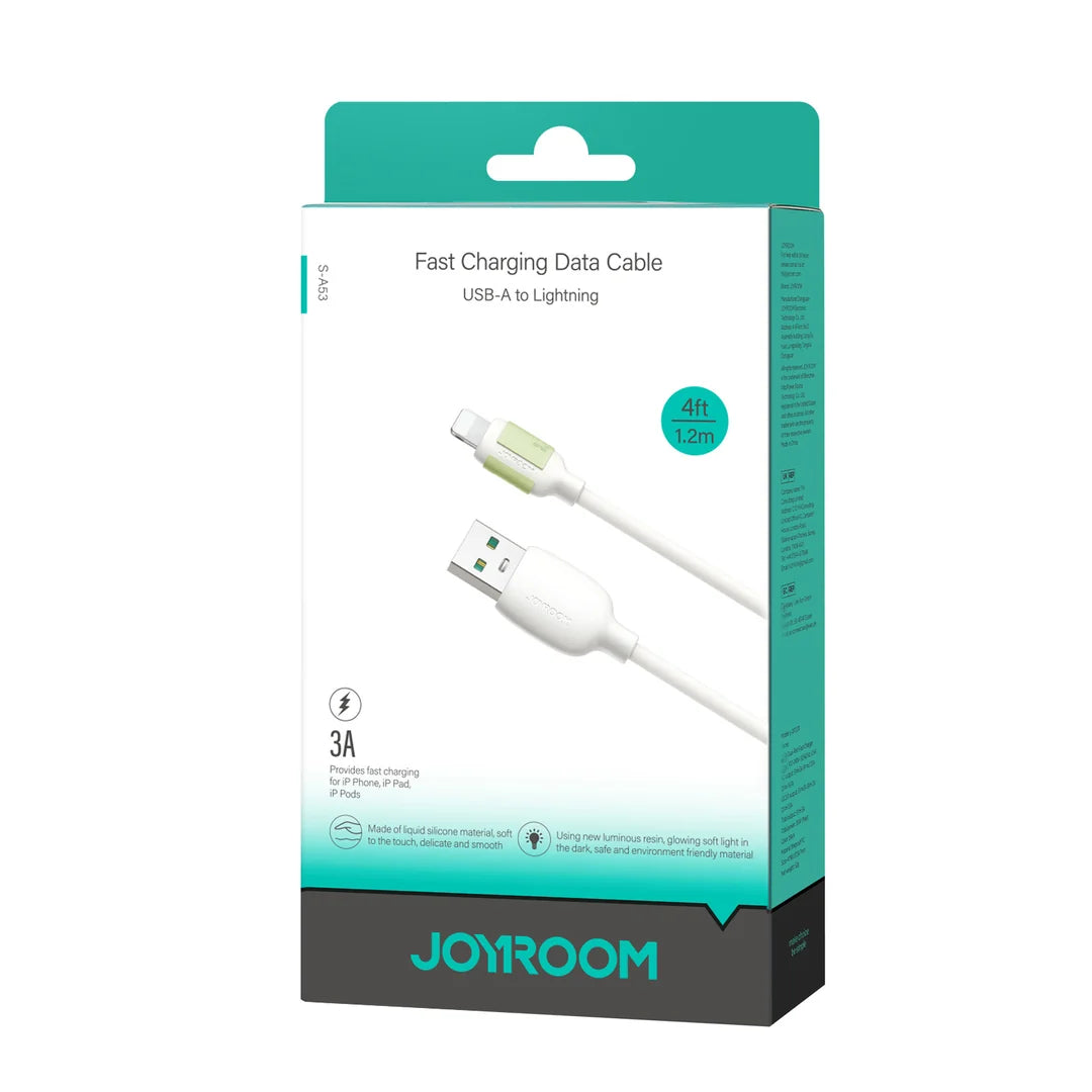 JOYROOM S-A53 30W Self Luminous Liquid Silicone Fast Charging Cable (Type-C to Lightning) 1. 2m - Beige