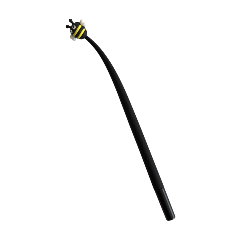 Black telescopic pole with a yellow and black handle on a white background