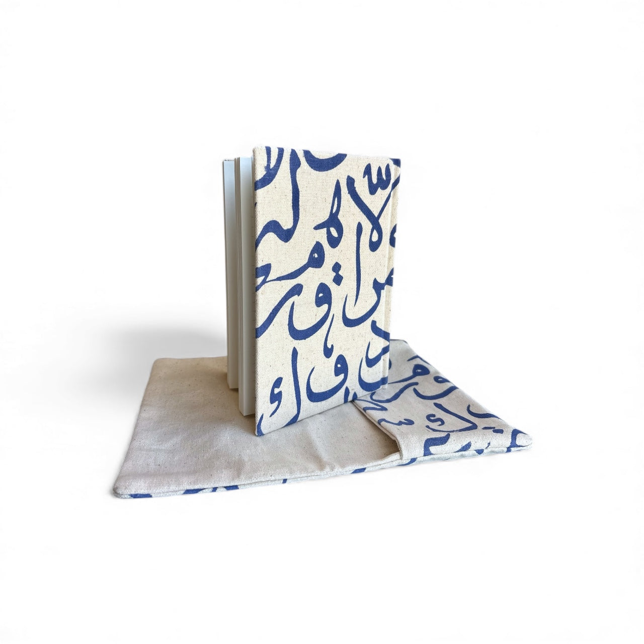 Bookend with blue and white pattern on a white background