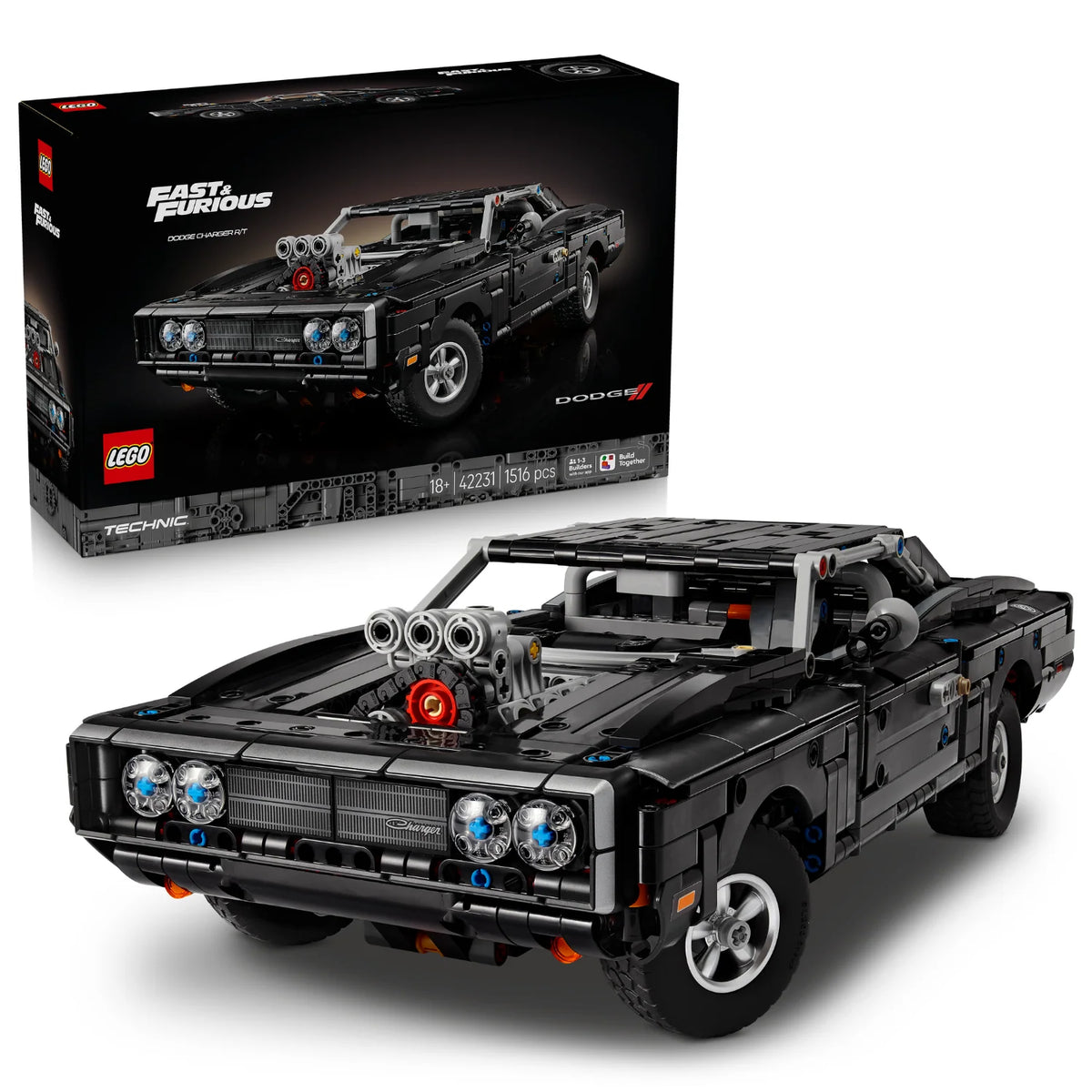 LEGO Technic Fast and Furious Dodge Charger R/T Car – 1516 Pieces (42231)
